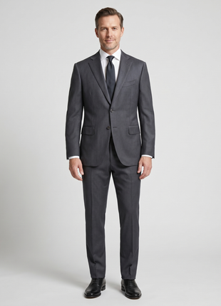 Isaia Mens Charcoal Gray Tonal Stripe Fully-Canvassed Notch Lapel Slim Fit 2-Button Wool Suit - 44L
