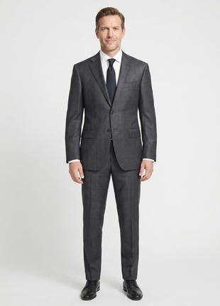 Canali Gray Glen Plaid 100% Wool Suit 40R