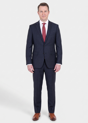 The Suit Depot Mens Blue Tonal Mini Check 100% Wool Modern Fit Suit - The Suit Depot