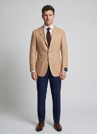 Sartoria Partenopea Men's Peach Birdseye Wool Blend Sport Coat 40R