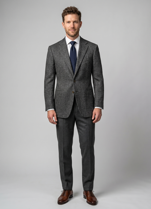 Sartoria Partenopea Men's Gray & Black Tweed 3-Roll-2.5 100% Wool Sport Coat 36R