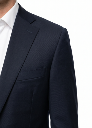 Canali Solid Dark Navy Modern Fit Notch Lapel Canvassed Wool 2-Button Suit 38R