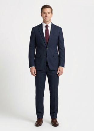 Canali Solid Dark Navy Modern Fit Notch Lapel Canvassed Wool 2-Button Suit 38R