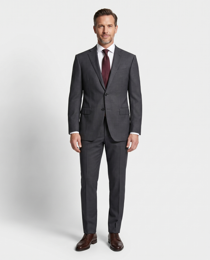 Corneliani Mens Charcoal Textured Fully-Canvassed Notch Lapels