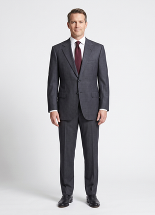 Brioni Mens Charcoal Tonal Micro-Weave Fully-Canvassed Classic Fit 2-Button Wool Silk Blend Suit - 44L