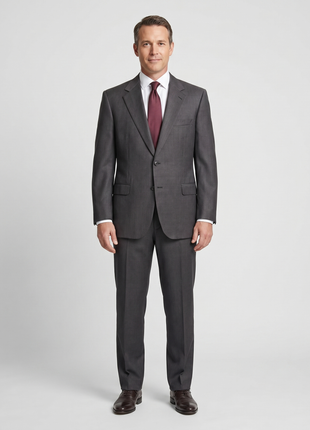 Brioni Mens Brown-Charcoal Textured Fully-Canvassed Notch Lapel Classic Fit 2-Button Wool Suit  - 46L