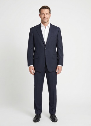 Canali Midnight Navy Tonal Stripe Notch Lapel Canvassed Portly Fit Wool 2-Button Suit 52R