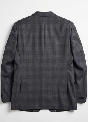 Hugo Boss Charcoal gray Tonal Windowpane Notch Lapel Classic Fit 2-Button Wool Suit 40L