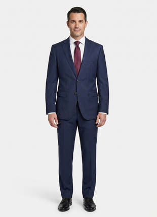 Hugo Boss Navy Pinstripe Modern Fit Notch Lapel Wool 2-Button Suit 40L