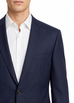 Hugo Boss Navy Pinstripe Modern Fit Notch Lapel Wool 2-Button Suit 40L