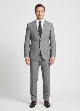 Hugo Boss Gray Glen Plaid Classic Fit Notch Lapel Wool 2-Button Suit 38S