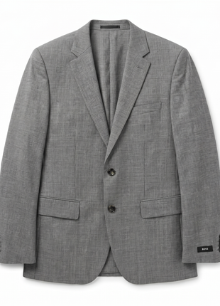 Hugo Boss Gray Glen Plaid Classic Fit Notch Lapel Wool 2-Button Suit 38S