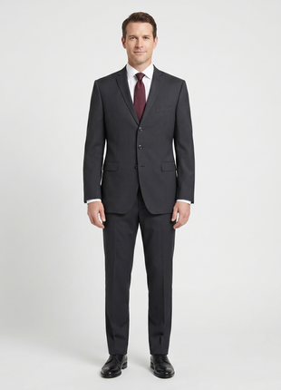 Dolce & Gabbana Mens Charcoal Textured Fully-Canvassed Notch Lapel Slim Fit 3-Button Wool Suit  - 44L