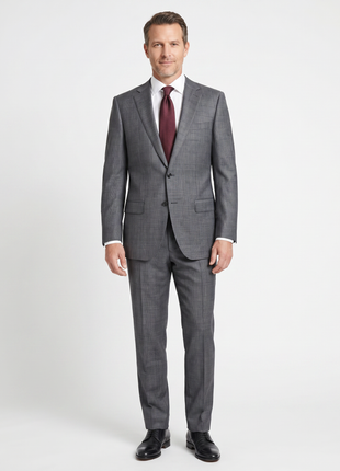 Bartorelli Napoli Mens Gray Glen Plaid Notch Lapel Classic Fit 2-Button Wool Suit  - 44L