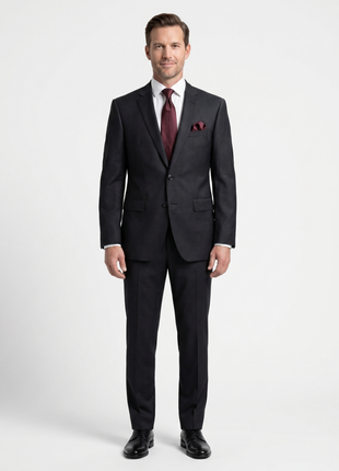 Hugo Boss Black Geometric Texture Slim Fit Notch Lapel Super 100’s Wool 2-Button Suit 40R