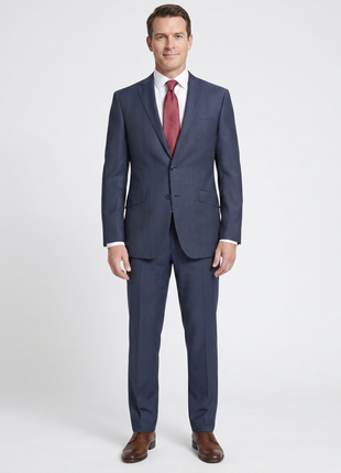 Bartorelli Napoli Mens Blue Subtle Stripe Notch Lapel Classic Fit 2-Button Wool Suit  - 38R