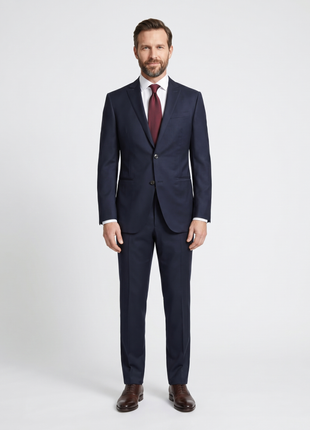 Corneliani Mens Solid Midnight Blue Fully-Canvassed Peak Lapels Slim Fit Sport Coat - 42S