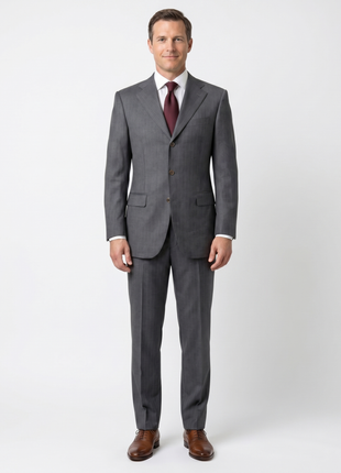 Cerruti 1881 Mens Gray Pinstripe Half-Canvassed Notch Lapel Classic Fit 3-Button Wool Suit - 38L