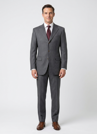 Cerruti 1881 Mens Gray Pinstripe Half-Canvassed Notch Lapel Classic Fit 3-Button Wool Suit - 40L