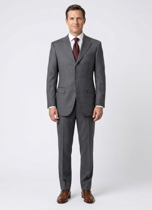 Cerruti 1881 Mens Gray Pinstripe Half-Canvassed Notch Lapel Classic Fit 3-Button Wool Suit - 36R