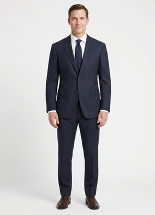 Canali Black Textured Classic Fit Canvassed Notch Lapel Wool Stretch 2-Button Suit 38R