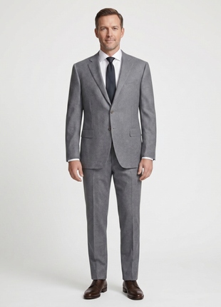 Canali Medium Heather Gray Modern Fit Notch Lapel Wool 2-Button Suit 44L