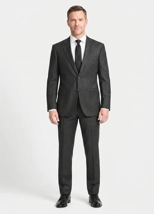 Canali Black Striped Modern Fit Canvassed Notch Lapel Wool 2-Button Suit 40L