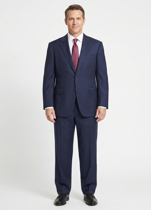 Canali Solid Navy Canvassed Classic Fit Notch Lapel 2-Button Wool Suit 44R