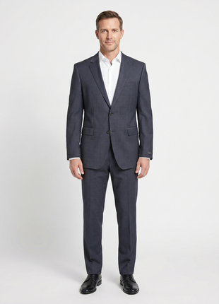 Hugo Boss Gray Pinstripe Notch Lapel Classic Fit Wool Stretch 2-Button Suit 46L