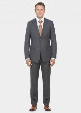English Laundry Mens Textured Gray Slim Fit Notch Lapel Stretch 2 Button Suit