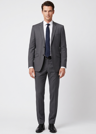 Raphael Men’s Classic Fit Charcoal Gray Notch Lapel Two Button Suit