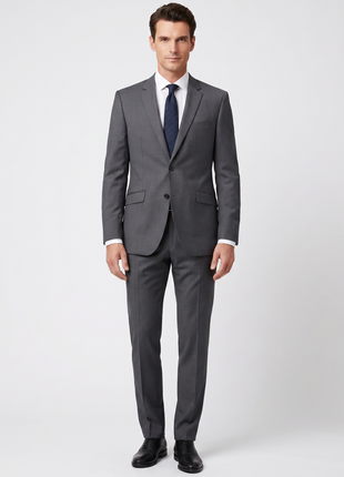 Raphael Men’s Slim Fit Charcoal Gray Notch Lapel Two Button Suit