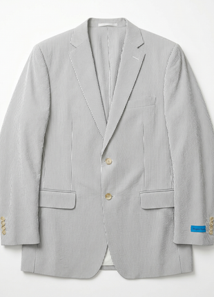 Blujacket Mens Grey Subalpino Cotton Regular Fit Seersucker Suit - The Suit Depot