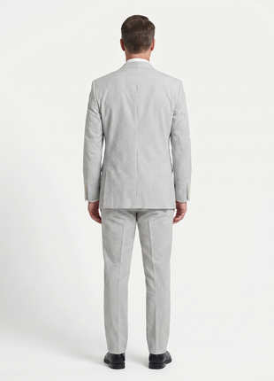 Blujacket Mens Grey Subalpino Cotton Regular Fit Seersucker Suit - The Suit Depot
