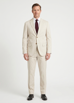 Santorelli Mens Solid Ivory Half Canvassed Notch Lapel Classic Fit 2-Button Stretch Suit  - 40R