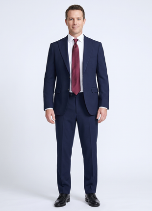 Montreux Mens Solid Navy Blue Slim Fit Unlined 4-way Stretch Suit