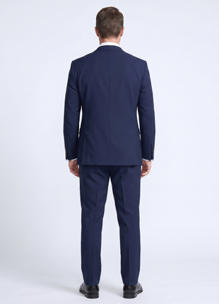 Montreux Mens Solid Navy Blue Slim Fit Unlined 4-way Stretch Suit