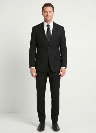 Ferrecci Mens Solid Black Classic Fit 2 Piece Suit