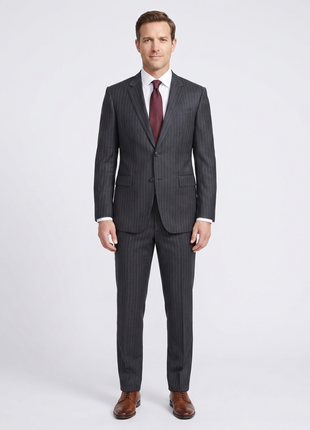Paul Smith Mens Charcoal Pinstripe Half Canvassed Notch Lapel Slim Fit 2-Button Wool Suit  - 40R