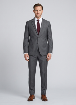 Paul Smith Mens Solid Gray Half Canvassed Notch Lapel Slim Fit 2-Button Wool Mohair Suit  - 42S