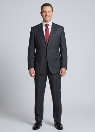 Hugo Boss Mens Charcoal Pinstripe Notch Lapels Classic Fit 2 Button Wool Suit - 40R