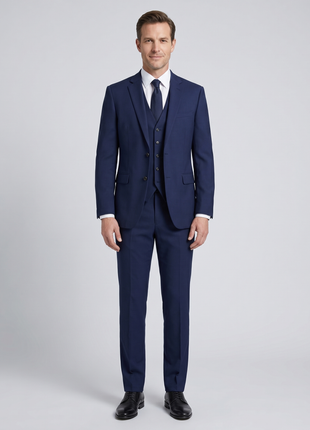 Raphael Boys Solid Navy Blue Notch Lapels 3 Piece Suit