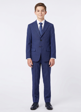 T.O TR Boys Plaid Blue Classic Fit 2 Piece Suit