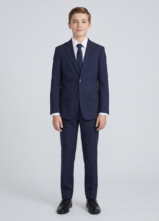 T.O Boys Navy Blue Slim Fit 2 Piece Suit