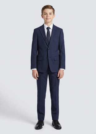 T.O Boys Blue Check Slim Fit 2 Piece Suit