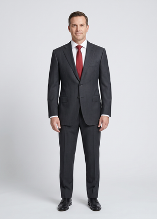Canali Mens Charcoal Gray Striped 44L Drop 7 Modern Fit 100% Wool 2 Piece Suit