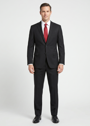 Canali 1934 Mens Solid Black 42L Drop 7 Modern Fit 100% Wool 2 Piece Suit