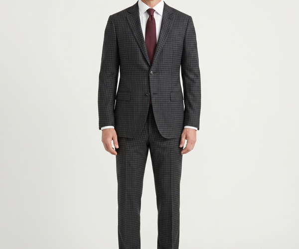 Giorgio Armani Mens Charcoal Gingham Wool Blend 2 Piece Suit – The