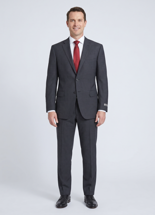 Canali 1934 Mens Gray Check Drop 7 44L Modern Fit 100% Wool 2 Piece Suit
