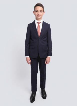T.O. Boys Solid Navy Blue Classic Fit Suit
